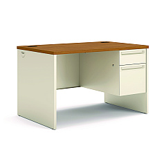 HON 38000 Series Right Pedestal Desk, 48" x 30" x 29.5", Harvest/Putty (38251CL)