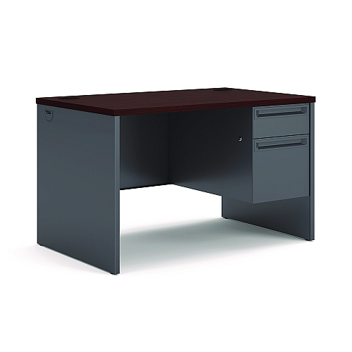 HON 38000 Series Right Pedestal Desk, 48" x 30" x 29.5", Mahogany/Charcoal (38251NS)