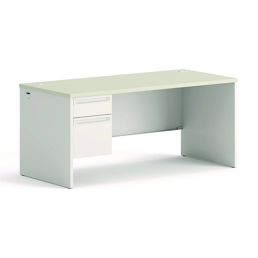 HON 38000 Series Left Pedestal Desk, 66" x 30" x 30", Light Gray/Silver (38292LB9Q)