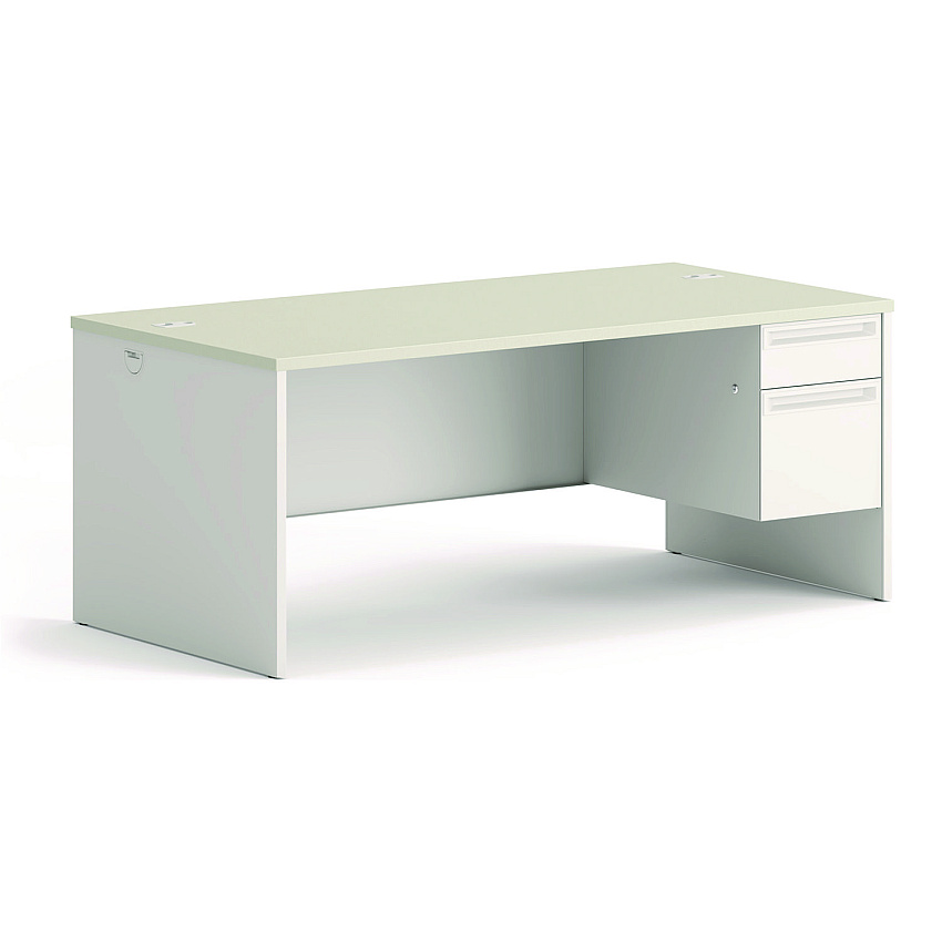 HON 38000 Series Right Pedestal Desk, 72" x 36" x 30", Light Gray/Silver (38293RB9Q)