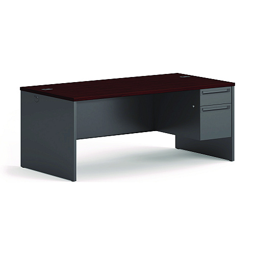HON 38000 Series Right Pedestal Desk, 72" x 36" x 29.5", Mahogany/Charcoal (38293RNS)