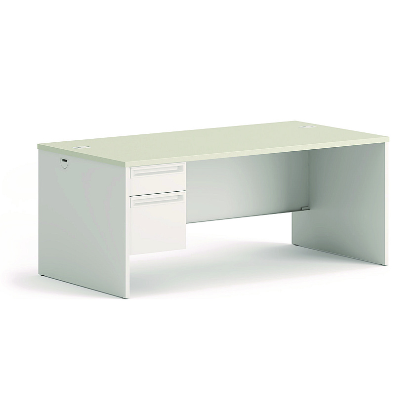 HON 38000 Series Left Pedestal Desk, 72" x 36" x 30", Light Gray/Silver (38294LB9Q)