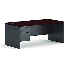 HON 38000 Series Left Pedestal Desk, 72" x 36" x 29.5", Mahogany/Charcoal (38294LNS)
