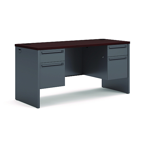 HON 38000 Series Kneespace Credenza, 60w x 24d x 29.5h, Mahogany/Charcoal (38852NS)