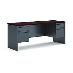 HON 38000 Series Kneespace Credenza, 72w x 24d x 29.5h, Mahogany/Charcoal (38854NS)