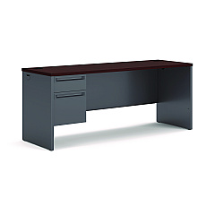 HON 38000 Series Left Pedestal Credenza, 72w x 24d x 29.5h, Mahogany/Charcoal (38855LNS)