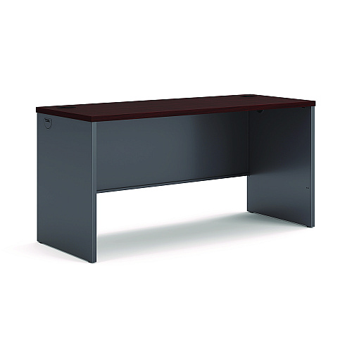 HON 38000 Series Desk Shell, 60w x 24d x 29.5h, Mahogany/Charcoal (38922NS)