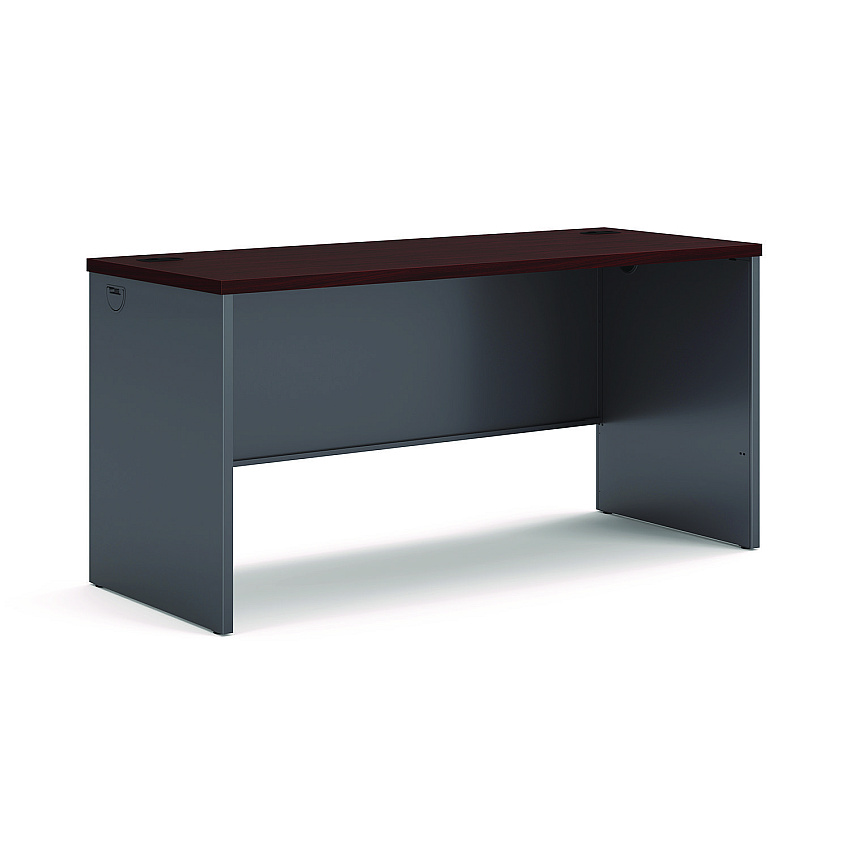 HON 38000 Series Desk Shell, 60w x 24d x 29.5h, Mahogany/Charcoal (38922NS)