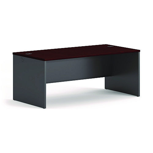 HON 38000 Series Desk Shell, 72" x 36" x 29.5", Mahogany/Charcoal (38934NS)