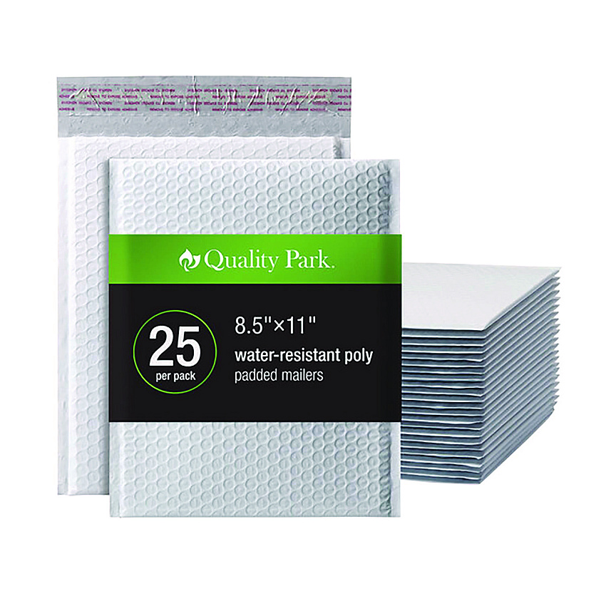Quality Park Poly Bubble Mailers, #2, Barrier Bubble Cushion, Redi-Seal Adhesive Closure, 8.25 x 11, White, 25/Pack (95009)