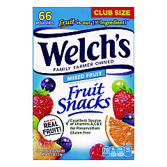 Welch's Fruit Snacks, Mixed Fruit, 0.9 oz Pouch, 66 Pouches/Box (20900320)