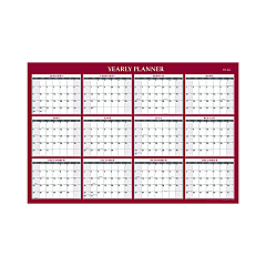Blue Sky Classic Red Laminated Erasable Wall Calendar, Classic Red Artwork, 48 x 32, White/Red/Gray Sheets, 12-Month (Jan-Dec): 2023 (100034)