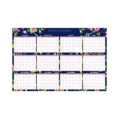 Blue Sky Day Designer Peyton Laminated Erasable Wall Calendar, Floral Artwork, 36 x 24, White/Navy Sheets, 12-Month (Jan-Dec): 2023 (103632)
