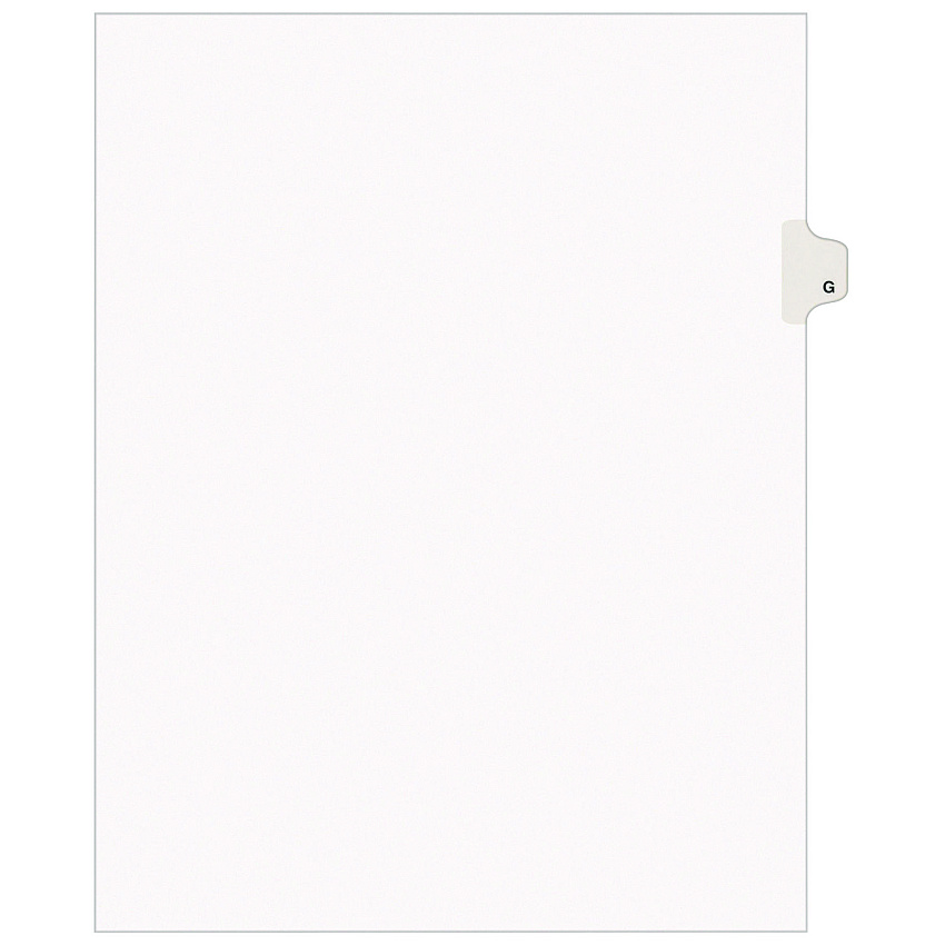 Preprinted Legal Exhibit Side Tab Index Dividers, Avery Style, 26-Tab, G, 11 x 8.5, White, 25/Pack, (1407) (01407)