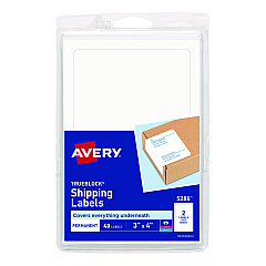 Avery Shipping Labels with TrueBlock Technology, Inkjet/Laser Printers, 4 x 3, White, 2/Sheet, 20 Sheets/Pack (05286)