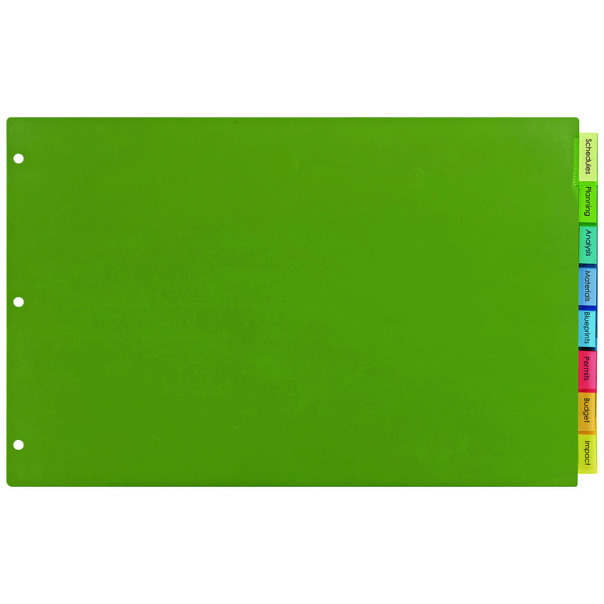 Avery Insertable Big Tab Plastic Dividers, 8-Tab, 11 x 17, Green, 1 Set (11179)