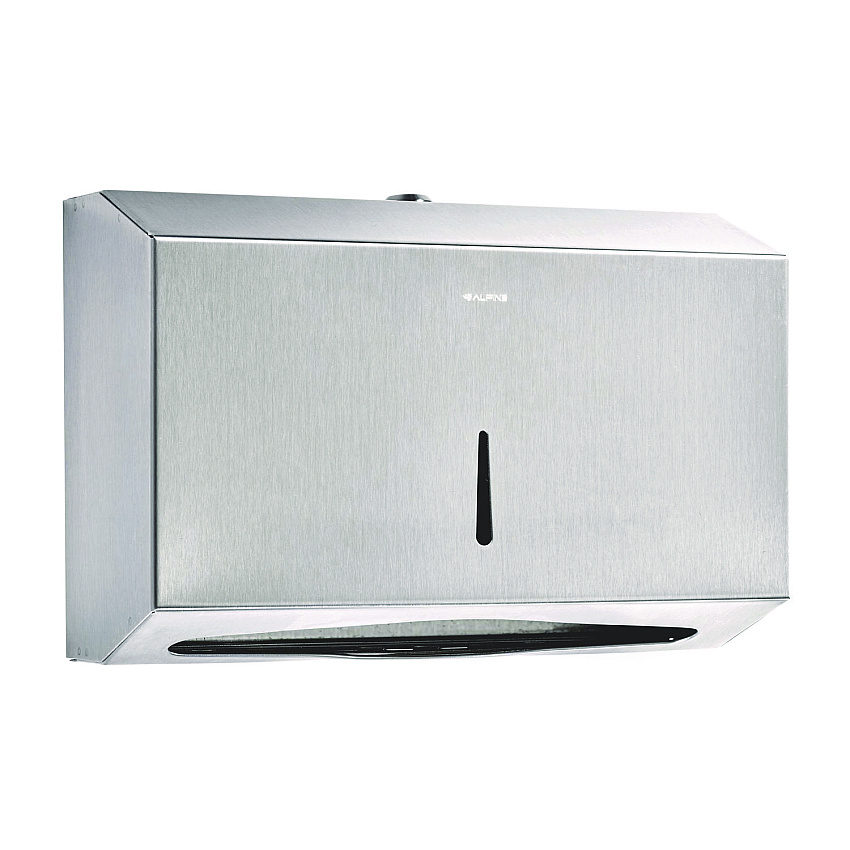 Alpine Horizontal C-Fold/Multi-Fold Paper Towel Dispenser, 7.08 x 3.93 x 10.82, Brushed Nickel (ALP481S)