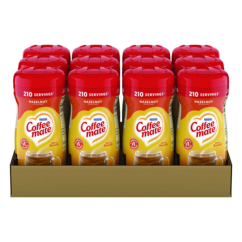 Coffee mate Non-Dairy Powdered Creamer, Hazelnut, 15 oz Canister, 12/Carton (12345CT)