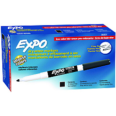EXPO Low-Odor Dry-Erase Marker, Fine Bullet Tip, Black, Dozen (86001A)