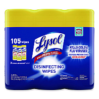LYSOL Brand Disinfecting Wipes, 7 x 7.25, Lemon and Lime Blossom, 35 Wipes/Canister, 3 Canisters/Pack, 4 Packs/Carton (82159CT)