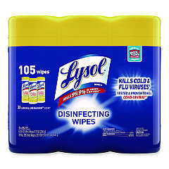 LYSOL Brand Disinfecting Wipes, 7 x 7.25, Lemon and Lime Blossom, 35 Wipes/Canister, 3 Canisters/Pack, 4 Packs/Carton (82159CT)