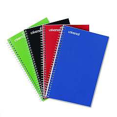 Universal Wirebound Notebook, 3 Subject, Medium/College Rule, Assorted Covers, 9.5 x 6, 120 Sheets, 4/Pack (UNV66414)