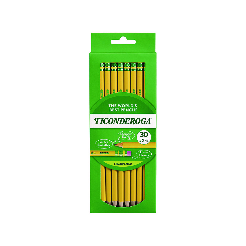 Ticonderoga Pre-Sharpened Pencil, HB (#2), Black Lead, Yellow Barrel, 30/Pack (13830)