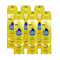 Pledge Furniture Polish, Lemon, 9.7 oz Aerosol Spray, 6/Carton (336298)