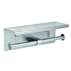 Alpine Double Post Toilet Paper Holder with Shelf Storage Rack, 3.87 x 10.5 x 3.95, Brushed Stainless Steel (ALP487B)