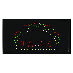 Alpine LED Rectangular TACO Sign, 19 x 10, Black Frame, Green/Red/Yellow Graphics (ALP49711)