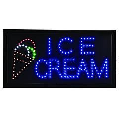 Alpine LED Rectangular Ice Cream Sign, 19 x 10, Black Frame, Blue/Green/Orange/Red/White Graphics (ALP49713)