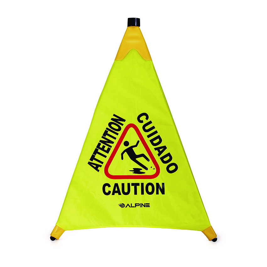 Alpine Tri-fold Multi-Lingual Pop-Up Wet Floor Sign, 2.95 x 2.55 x 30, Yellow (ALP49830)