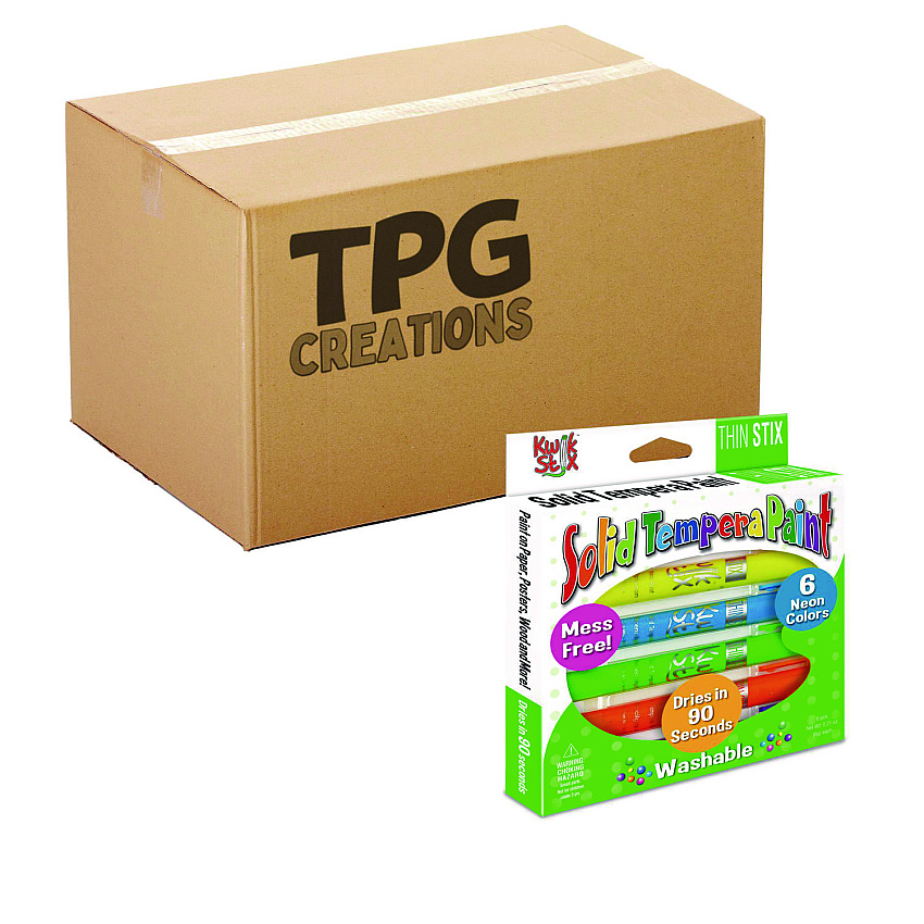 The Pencil Grip Thin Stix Tempera Paint Set, 6 Assorted Neon Colors, 6/Set, 24 Sets/Carton (61624)