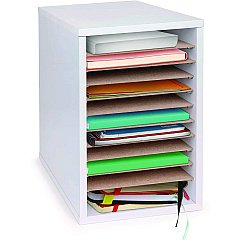 AdirOffice 11 Compartment Wood Mail Paper Sorter Literature Organizer, 11 Sections, Letter Size, 10.75 x 11.75 x 16.2, White (I50011WHI)