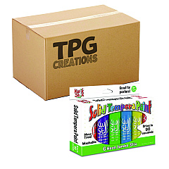 The Pencil Grip Jumbo Kwik Stix Tempera Paint Set, 6 Assorted Neon Colors, 6/Pack, 12 Packs/Carton (64512)