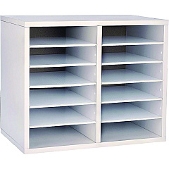 AdirOffice Wood Adjustable 12 Compartment Literature Organizer, 12 Sections, Letter Size, 20 x 11.8 x 16.3, White (I50012WHI)