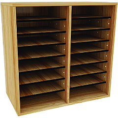 AdirOffice Wood Adjustable 16 Compartment Literature Organizer, 16 Sections, Letter Size, 20 x 11.8 x 21.4, Medium Oak (I50016MEO)
