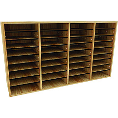 AdirOffice Wood Adjustable 36 Compartment Literature Organizer, 36 Sections, Letter Size, 39.3 x 11.8 x 23.9, Medium Oak (I50036MEO)