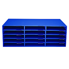 AdirOffice 15-Slot Paper Storage Desk Literature Organizer, 15 Sections, Letter Size, 29 x 13 x 9.5, Blue (I50115CPBLU)
