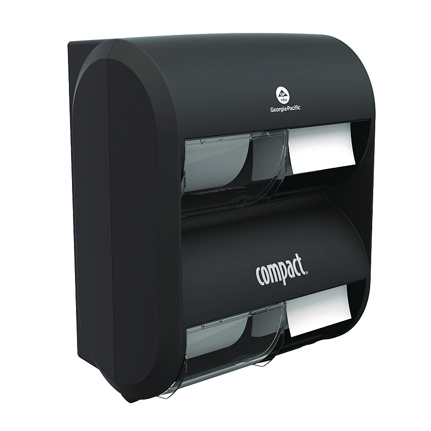 Georgia Pacific Professional Compact Quad Vertical Four Roll Coreless Tissue Dispenser, 12.31 x 14.81 x 7.86, Black (56744B)