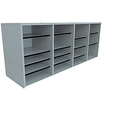 AdirOffice Wood Adjustable 24 Compartment Literature Organizer, 24 Sections, Letter Size, 39.3 x 11.8 x 16.3, White (I50024WHI)
