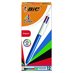 BIC 4-Color Multi-Function Ballpoint Pen, Retractable, Medium 1 mm, Black/Blue/Green/Red Ink, Blue Barrel (MM11)