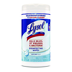 LYSOL Brand Disinfecting Wipes, 7 x 7.25, Crisp Linen, 80 Wipes/Canister (89346)