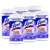 LYSOL Brand Disinfecting Wipes, 7 x 7.25, Early Morning Breeze, 80 Wipes/Canister, 6 Canisters/Carton (89347CT)