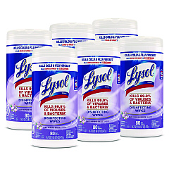 LYSOL Brand Disinfecting Wipes, 7 x 7.25, Early Morning Breeze, 80 Wipes/Canister, 6 Canisters/Carton (89347CT)