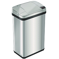 HLS Commercial Rectangular Sensor Trash Can, 4 gal, Plastic/Stainless Steel, Silver (HLS04SS)
