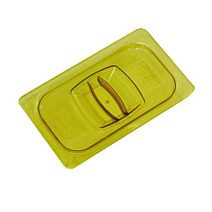 Rubbermaid Commercial Insert Pan Handled Notched Cover, 6.38 x 0.39 x 10.38, Amber, Plastic, 6/Carton (214P86AMB)