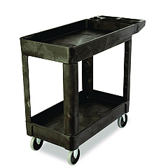 Rubbermaid Commercial Service/Utility Carts, Plastic, 2 Shelves, 500 lb Capacity, 17.88 x 39 x 32.25, Black (450089BLA)
