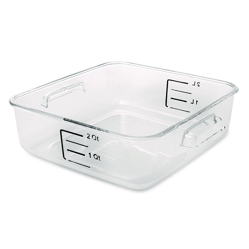 Rubbermaid Commercial SpaceSaver Square Containers, 2 qt, 8.8 x 8.75 x 2.7, Clear (6302CLE)