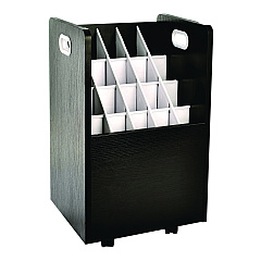 AdirOffice 20-Slot Mobile Rolling Wood Blueprint Storage Cabinet Roll File Large Document Organizer, 15.25 x 13.25 x 24.75, Black (I624BLK)